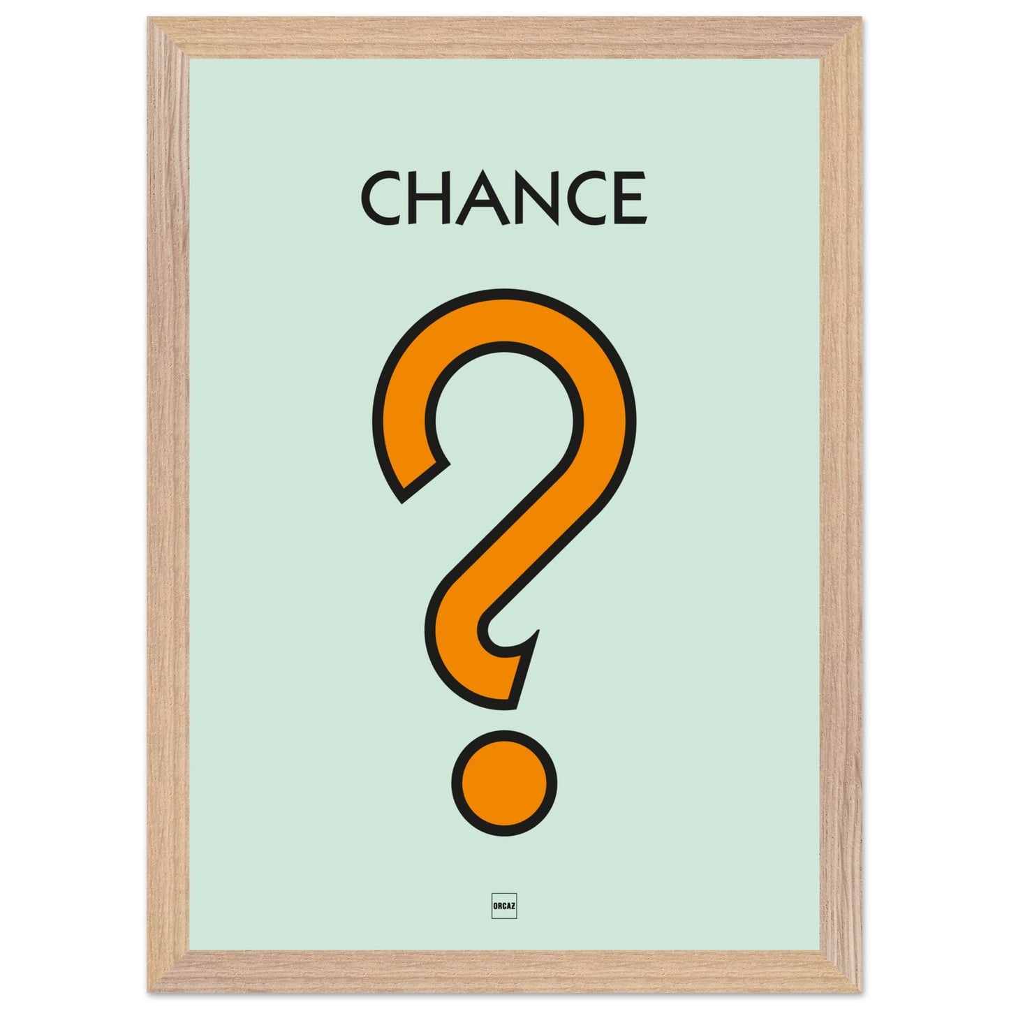 Affiche décorative avec encadrement inspirée de l'illustration Chance du jeu Monopoly.