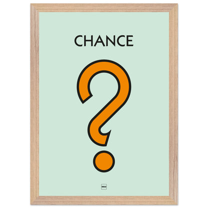 Affiche décorative avec encadrement inspirée de l'illustration Chance du jeu Monopoly.