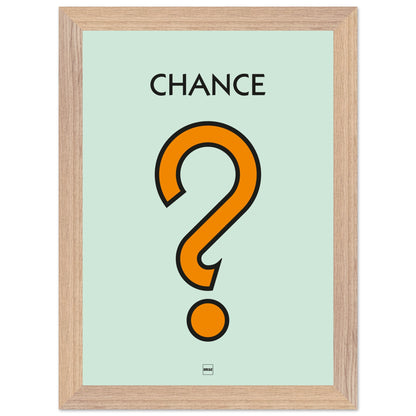Affiche décorative avec encadrement inspirée de l'illustration Chance du jeu Monopoly.