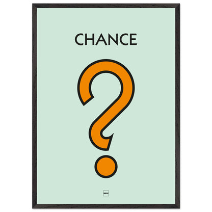 Affiche décorative avec encadrement inspirée de l'illustration Chance du jeu Monopoly.