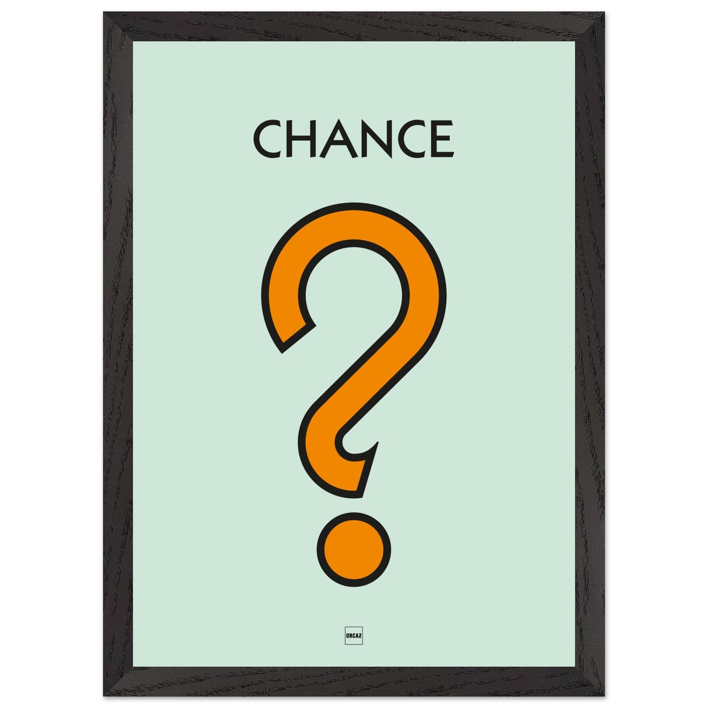 Affiche décorative avec encadrement inspirée de l'illustration Chance du jeu Monopoly.