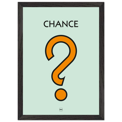 Affiche décorative avec encadrement inspirée de l'illustration Chance du jeu Monopoly.