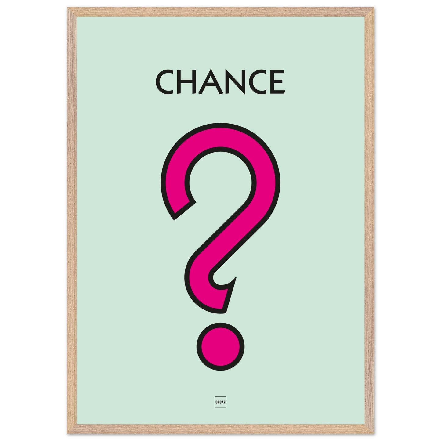 Affiche décorative avec encadrement inspirée de l'illustration Chance du jeu Monopoly.
