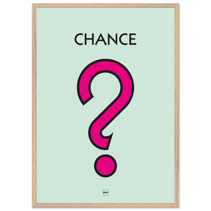 Affiche décorative avec encadrement inspirée de l'illustration Chance du jeu Monopoly.