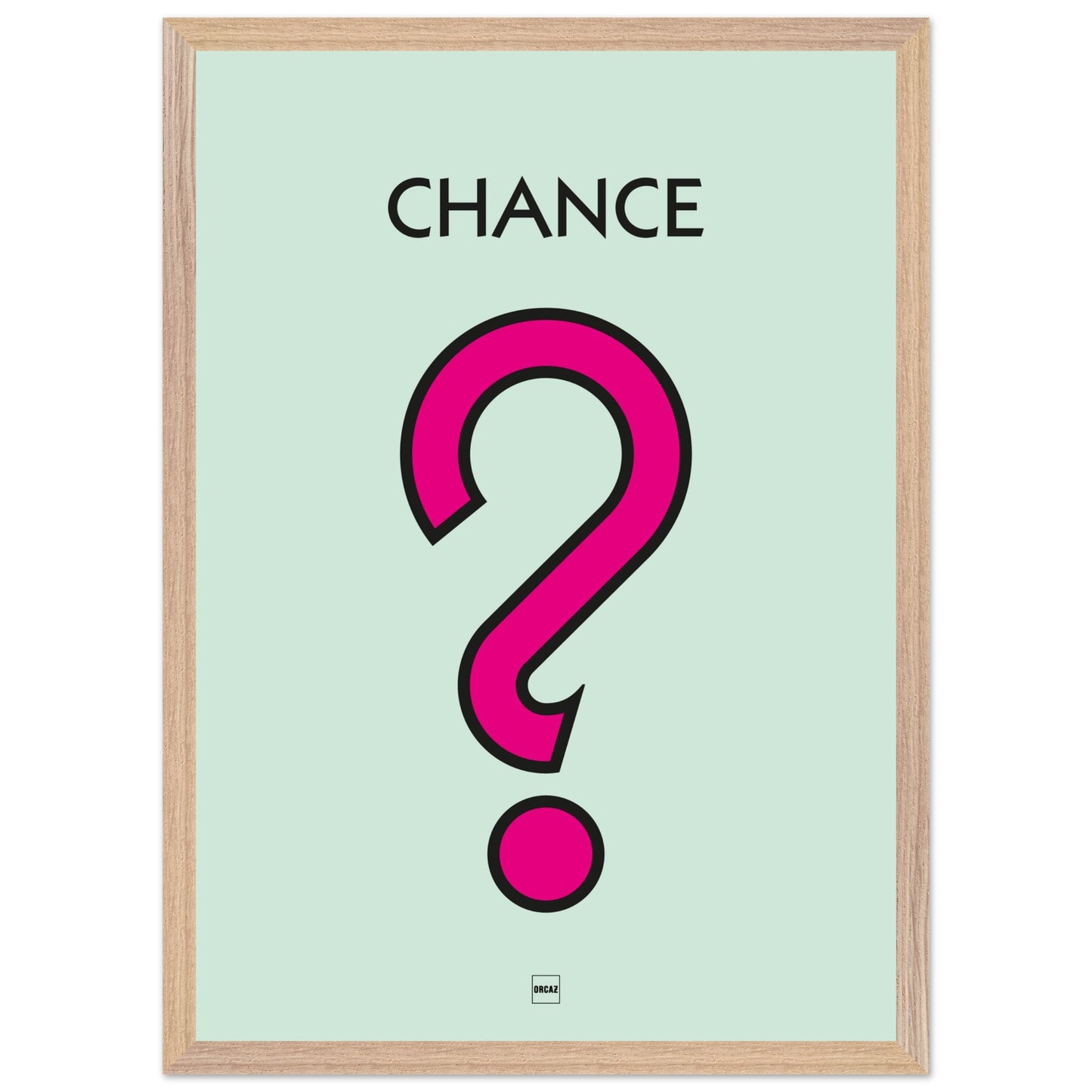 Affiche décorative avec encadrement inspirée de l'illustration Chance du jeu Monopoly.