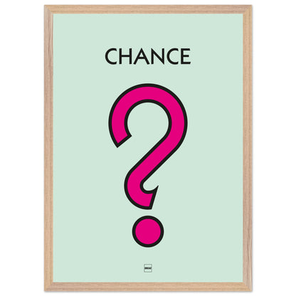 Affiche décorative avec encadrement inspirée de l'illustration Chance du jeu Monopoly.