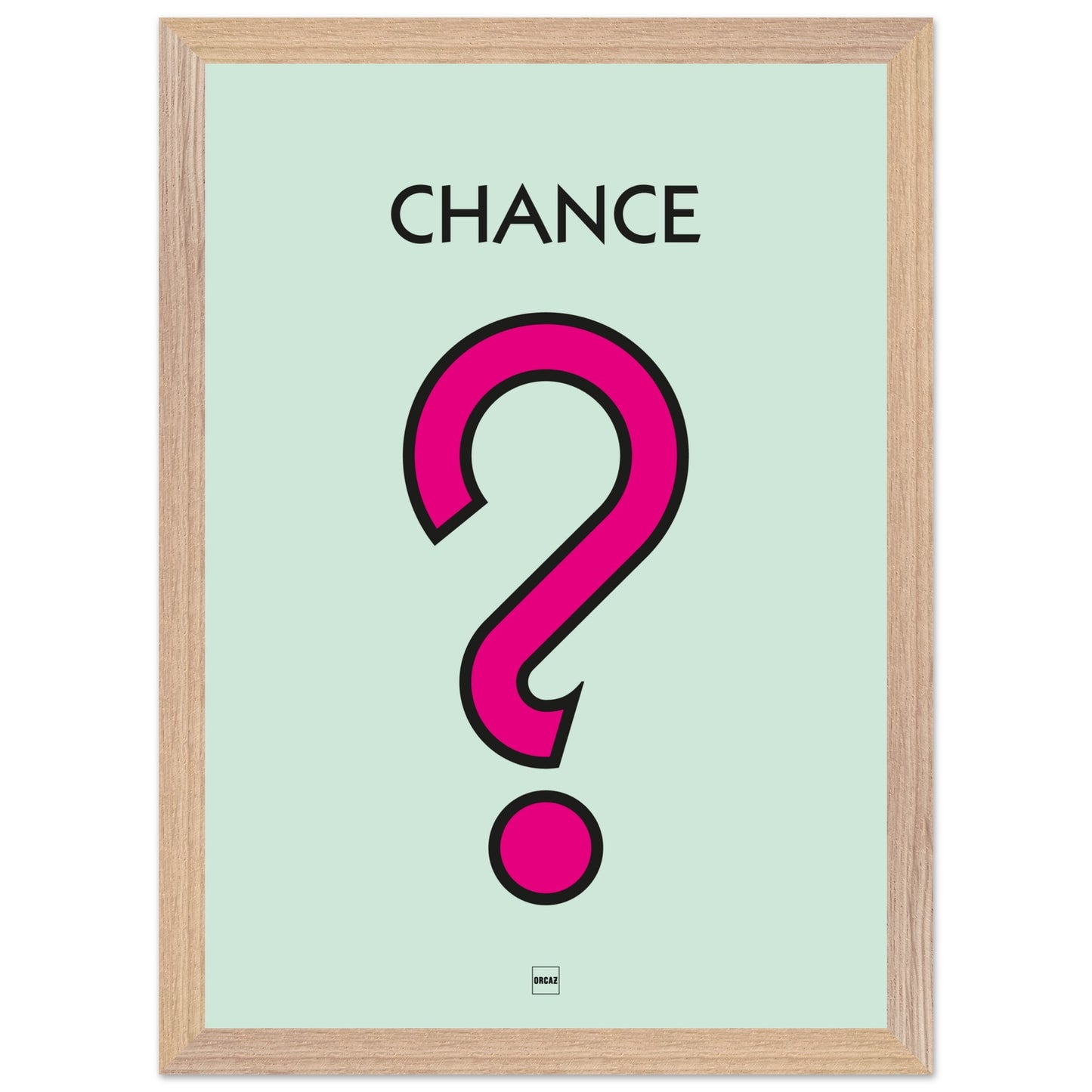 Affiche décorative avec encadrement inspirée de l'illustration Chance du jeu Monopoly.