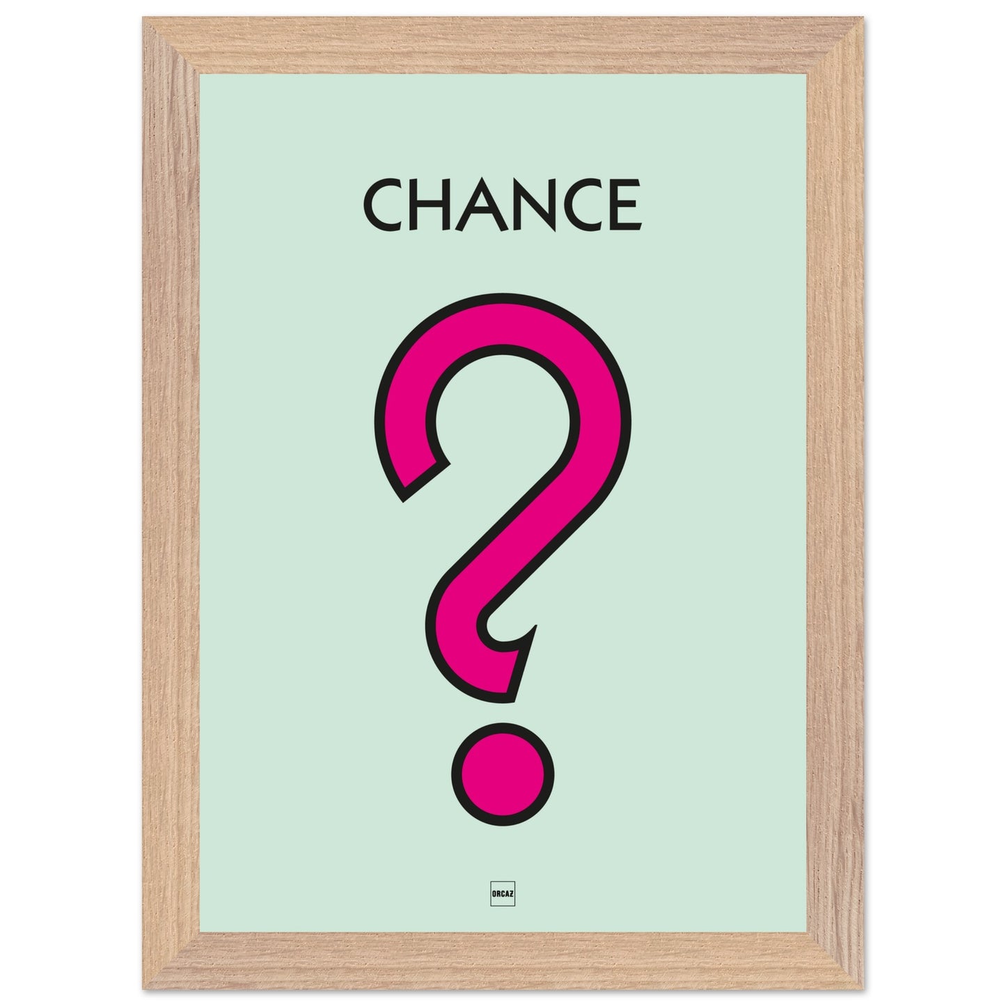 Affiche décorative avec encadrement inspirée de l'illustration Chance du jeu Monopoly.
