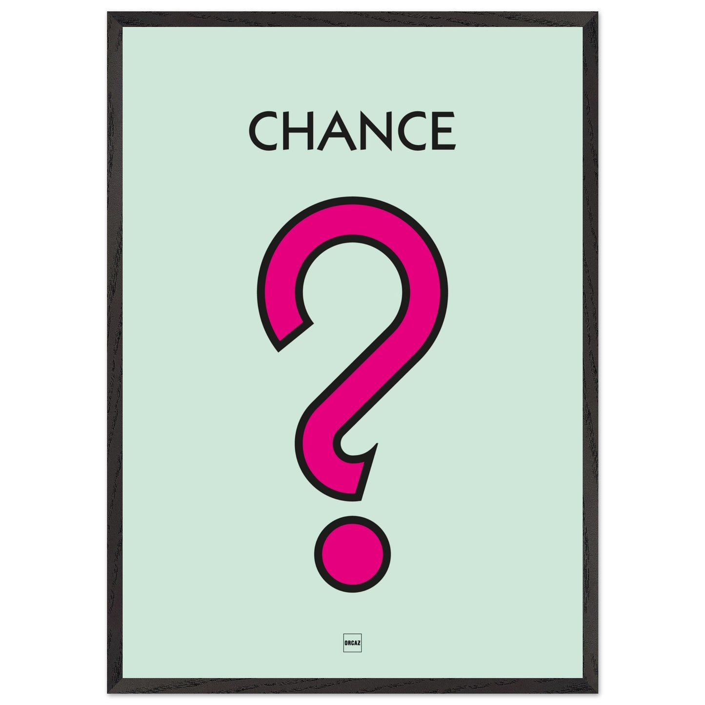Affiche décorative avec encadrement inspirée de l'illustration Chance du jeu Monopoly.
