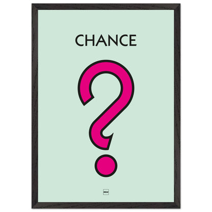 Affiche décorative avec encadrement inspirée de l'illustration Chance du jeu Monopoly.