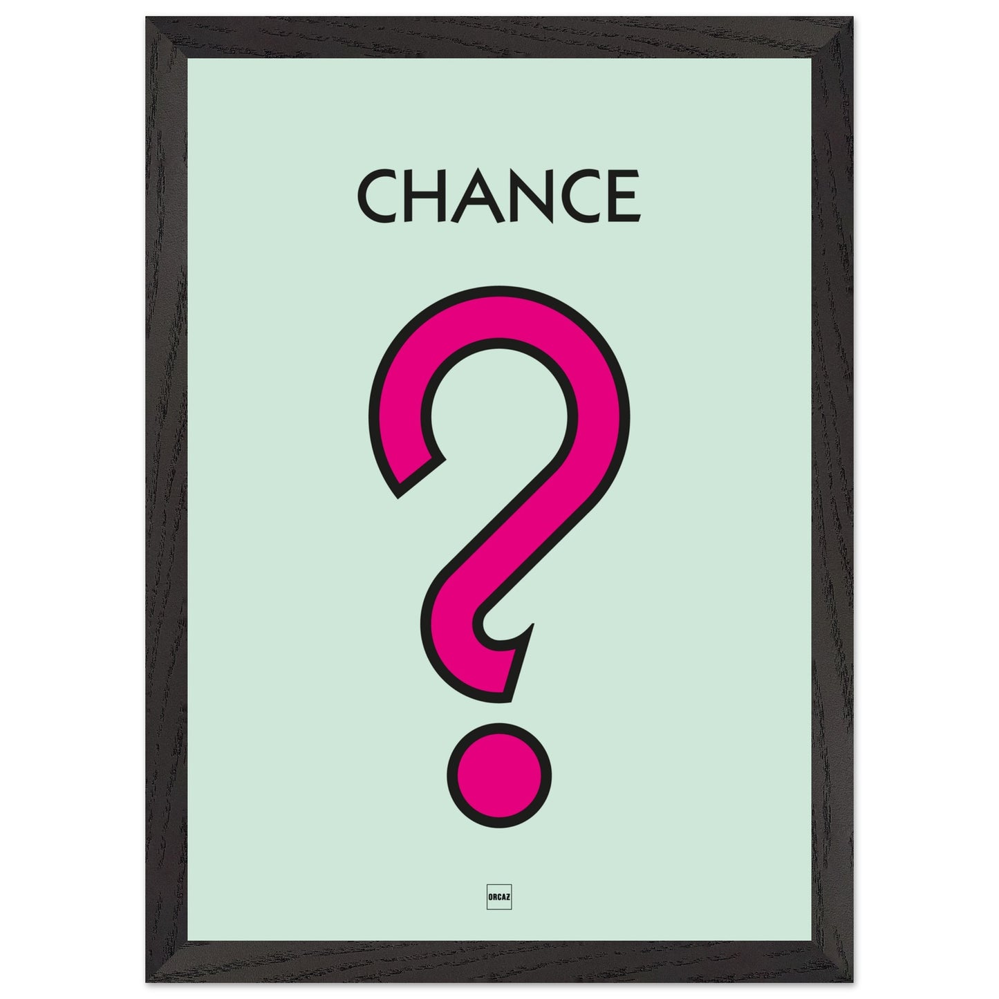 Affiche décorative avec encadrement inspirée de l'illustration Chance du jeu Monopoly.