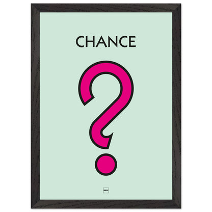 Affiche décorative avec encadrement inspirée de l'illustration Chance du jeu Monopoly.