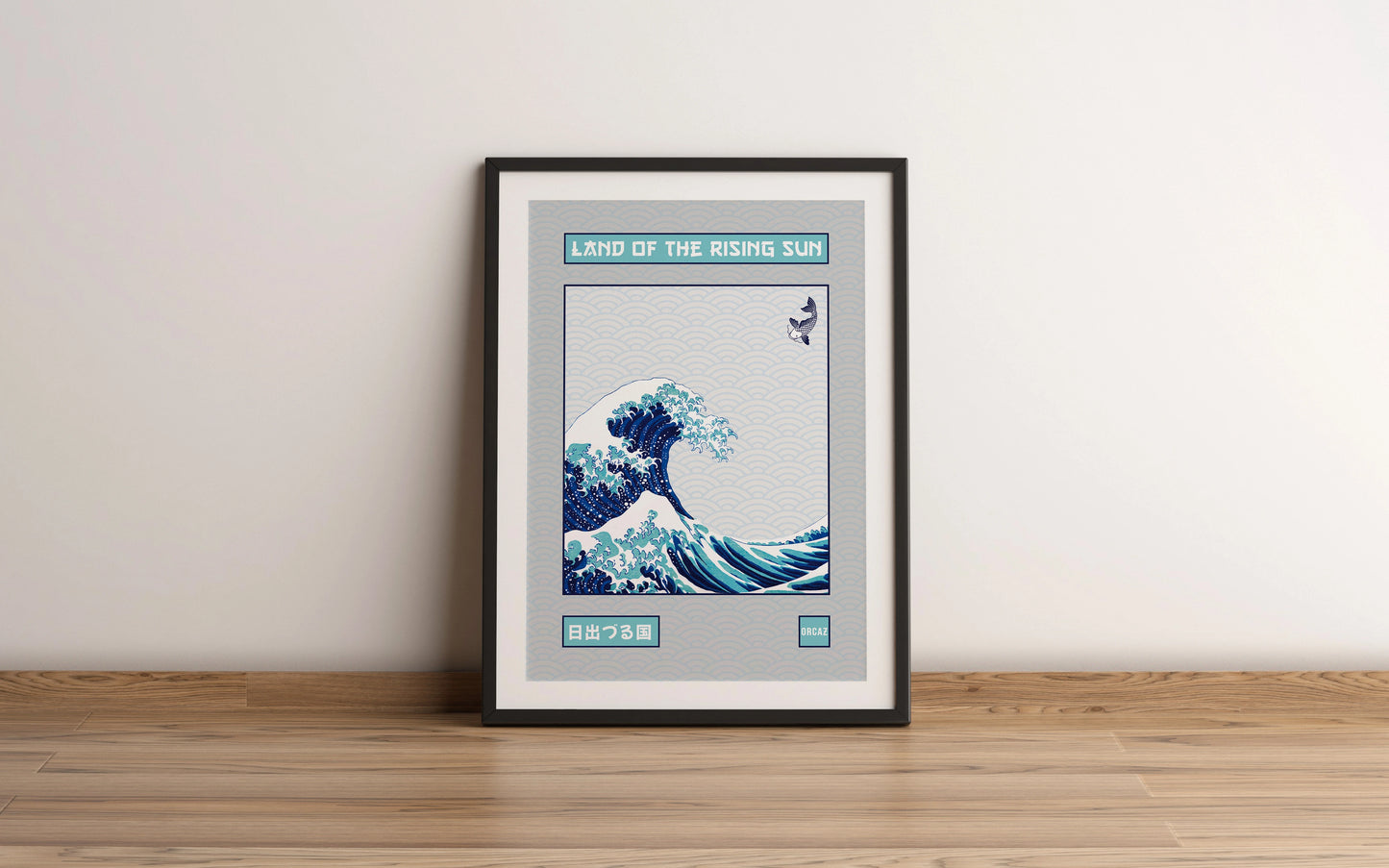 Affiche japonaise inspirée de la grande vague de kanagawa par Orcaz Designs.