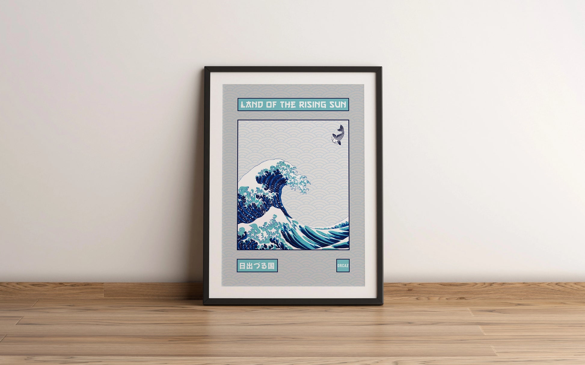 Affiche japonaise inspirée de la grande vague de kanagawa par Orcaz Designs.