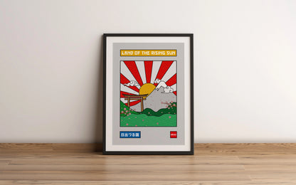 Affiche du Mont Fuji illustré en couleurs par Orcaz Designs.