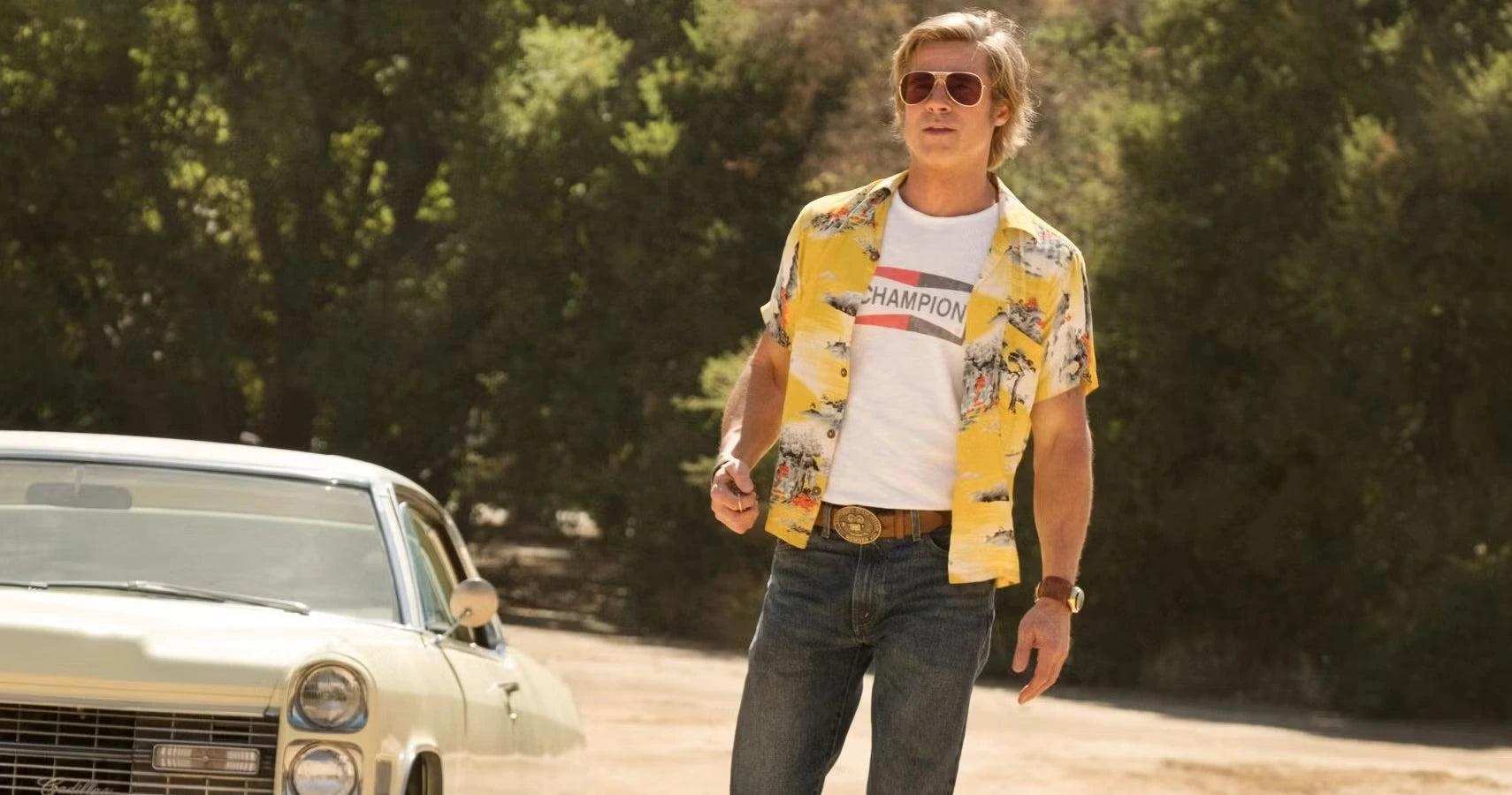 Image de Cliff Booth (Brad Pitt) dans le film "Once Upon a Time in Hollywood.