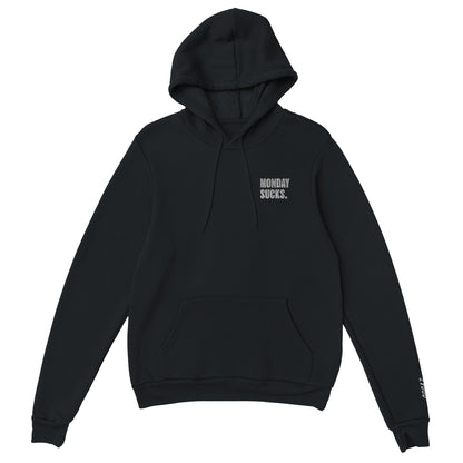 Pull à capuche noir avec broderie au niveau du coeur