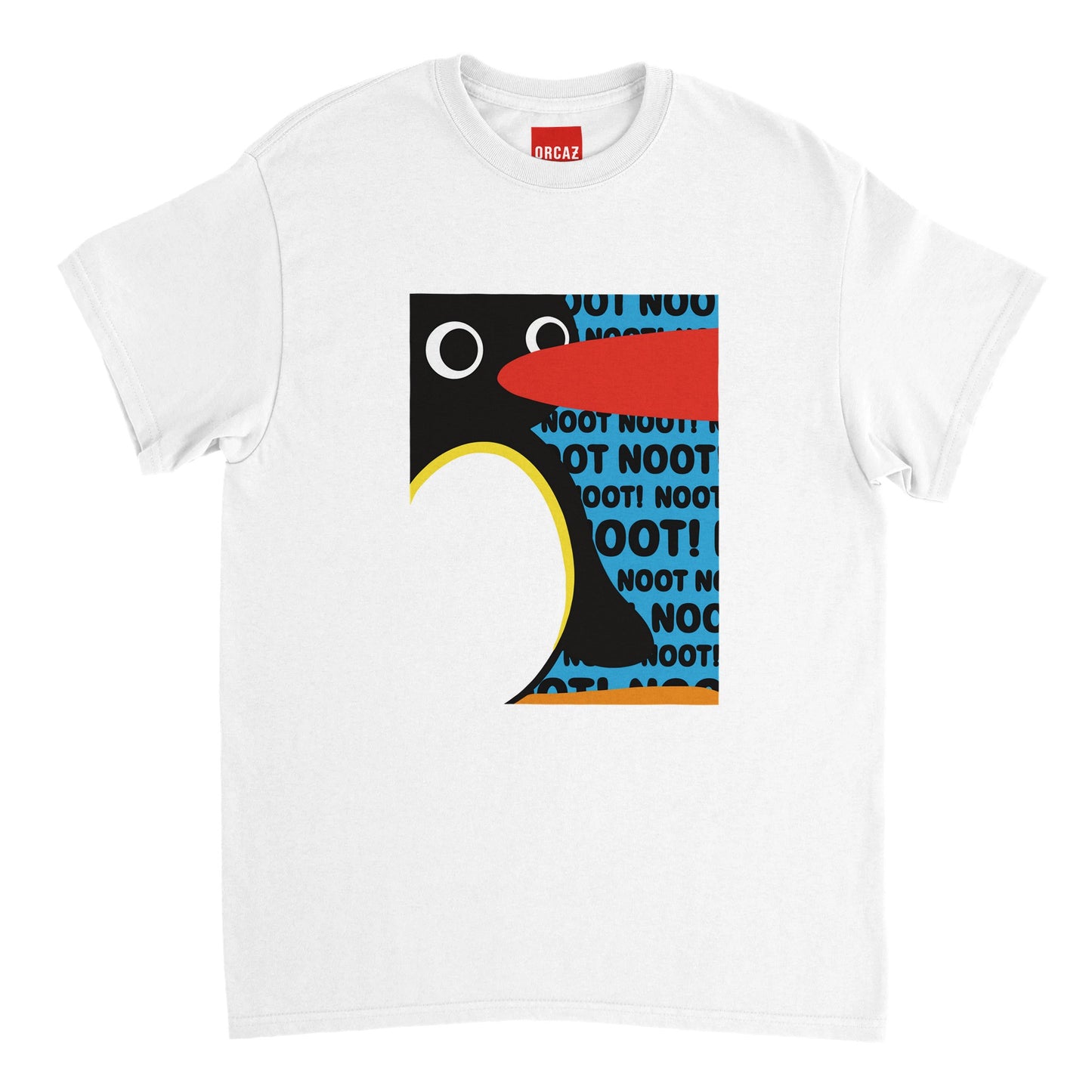 Aperçu du t-shirt blanc avec une impression du manchot Pingu au centre