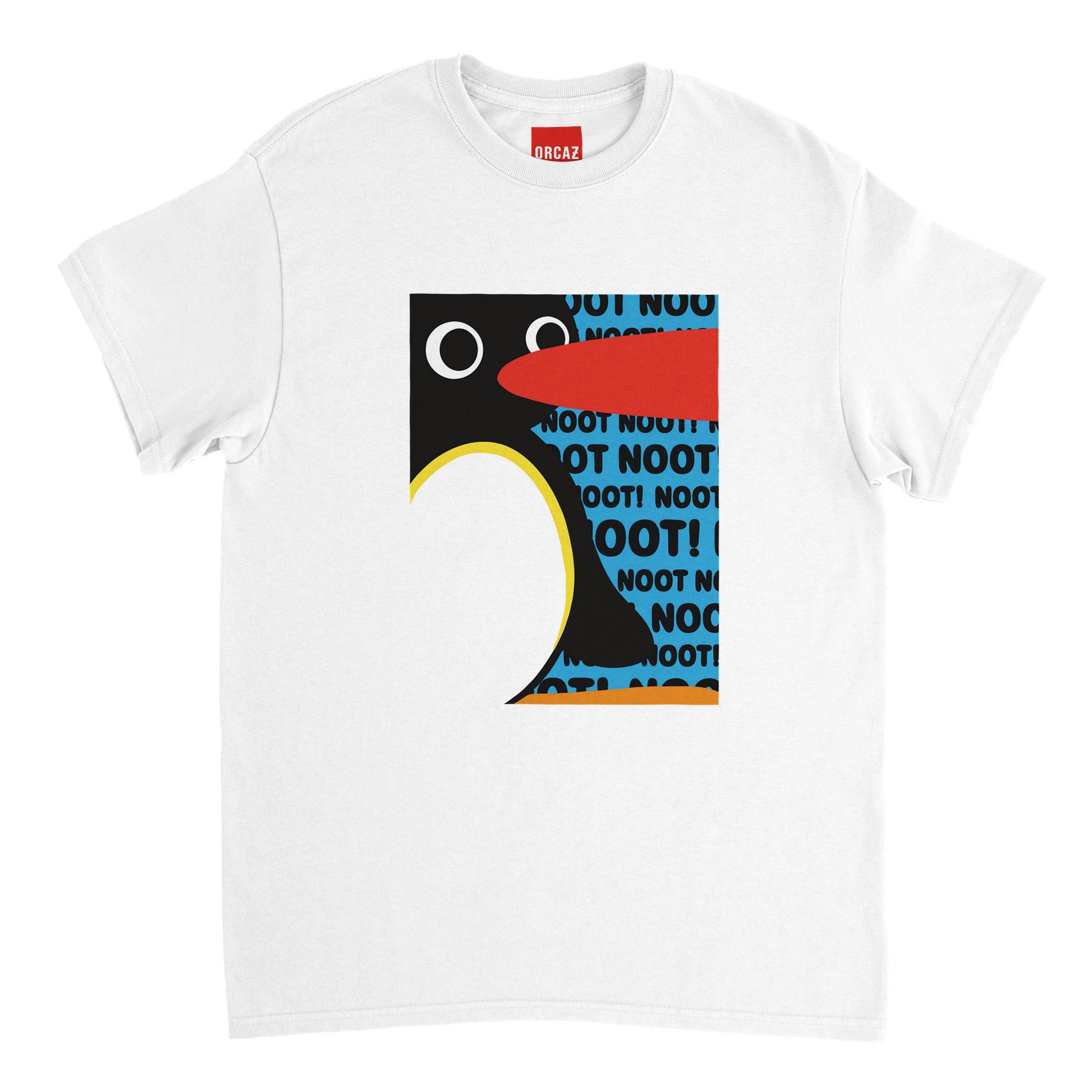 Aperçu du t-shirt blanc avec une impression du manchot Pingu au centre
