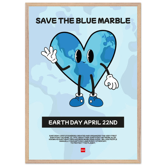 Affiche encadrée avec illustration de la planète bleue sur le thème de l'écologie.