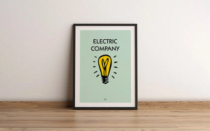 Affiche encadrée de l'icône du monopoly Electric Company