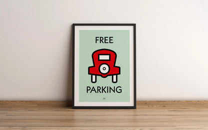 Affiche encadrée de l'icône du monopoly Free Parking