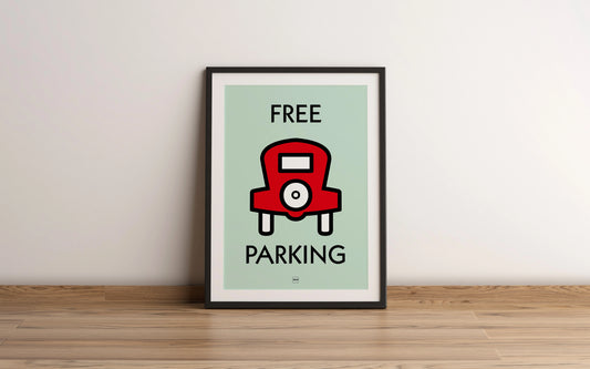 Affiche encadrée de l'icône du monopoly Free Parking