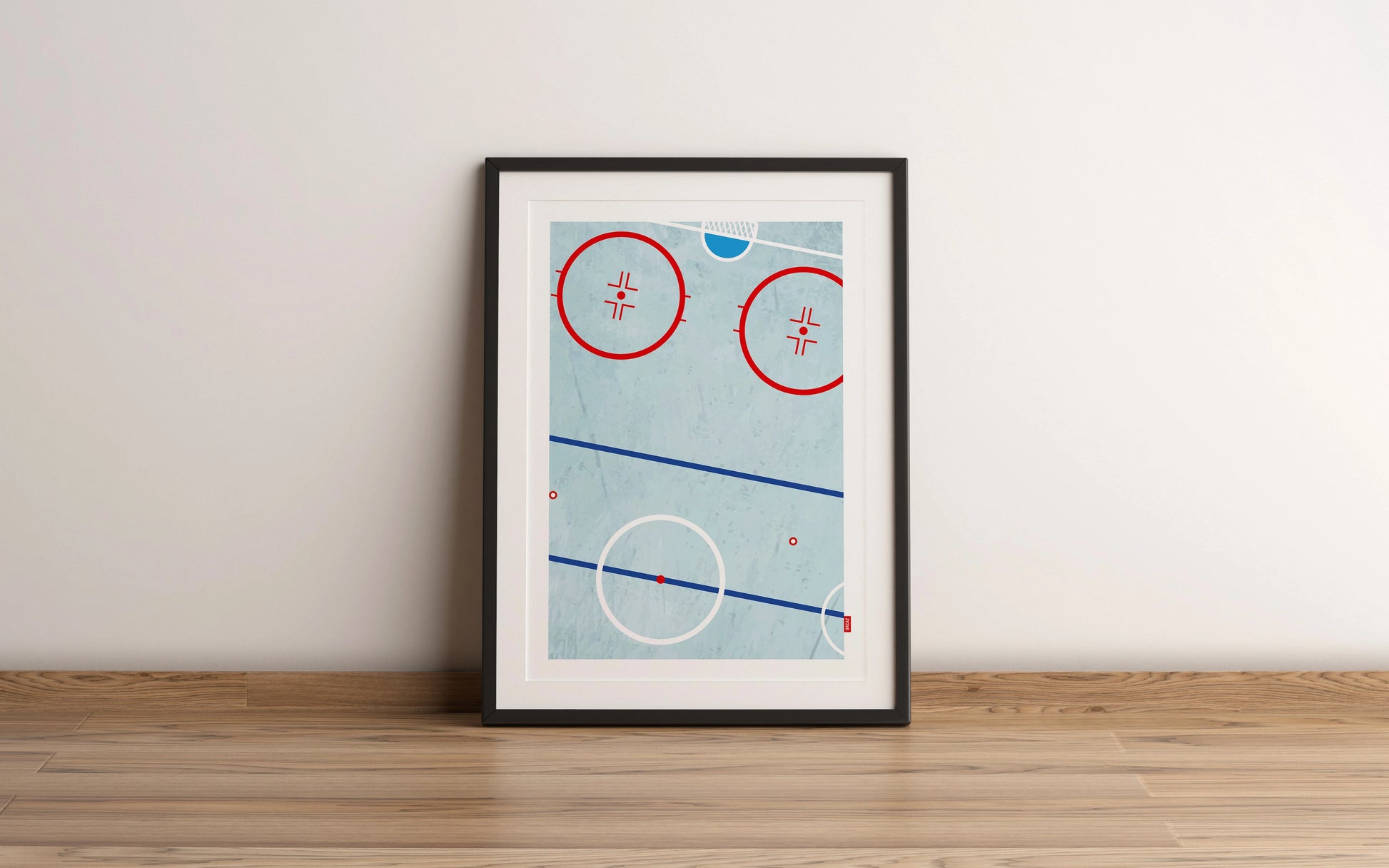 Aperçu de l'affiche du terrain de hockey en version minimaliste par Orcaz Designs.