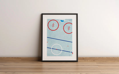 Aperçu de l'affiche du terrain de hockey en version minimaliste par Orcaz Designs.