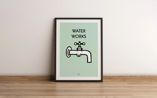 Affiche encadrée de l' icône du monopoly Water Works