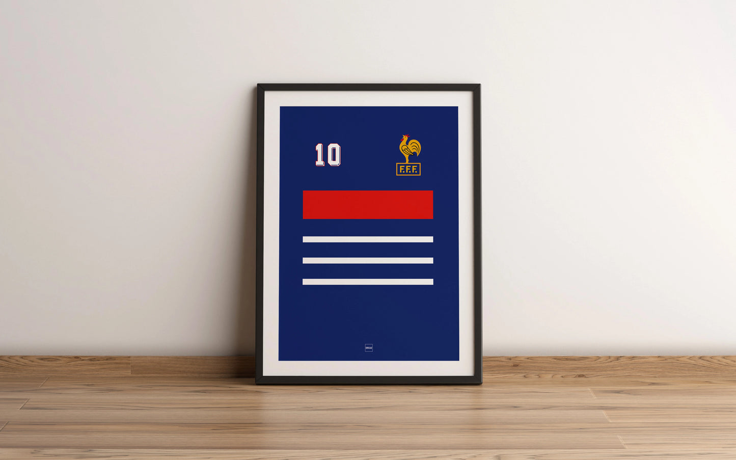 Affiche minimaliste du maillot de l'équipe de France de football numéro 10 en bleu