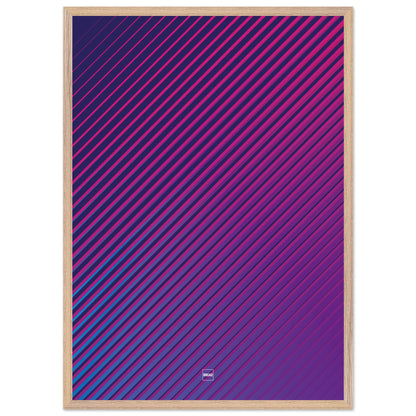 Affiche moderne encadrée avec des lignes diagonales dynamiques et un dégradé de violet créant un effet visuel vibrant et immersif par Orcaz Designs.
