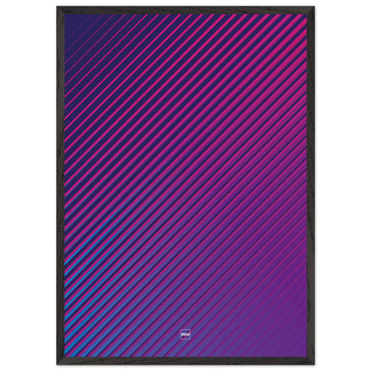 Affiche moderne encadrée avec des lignes diagonales dynamiques et un dégradé de violet créant un effet visuel vibrant et immersif par Orcaz Designs.