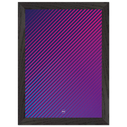 Affiche moderne encadrée avec des lignes diagonales dynamiques et un dégradé de violet créant un effet visuel vibrant et immersif par Orcaz Designs.