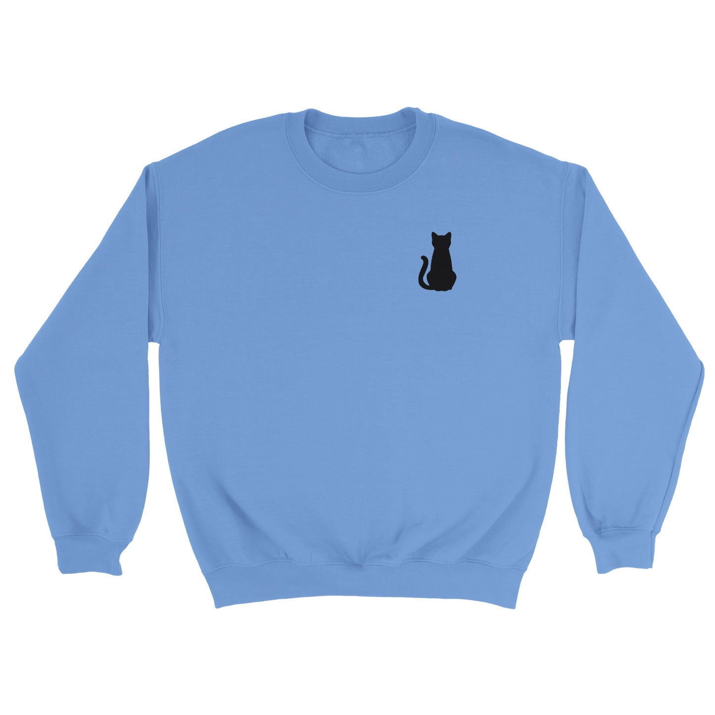 Sweat Orcaz Designs bleu avec un chat brodé en noir sur le coeur