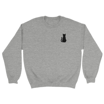 Sweat Orcaz Designs gris avec un chat brodé en noir sur le coeur