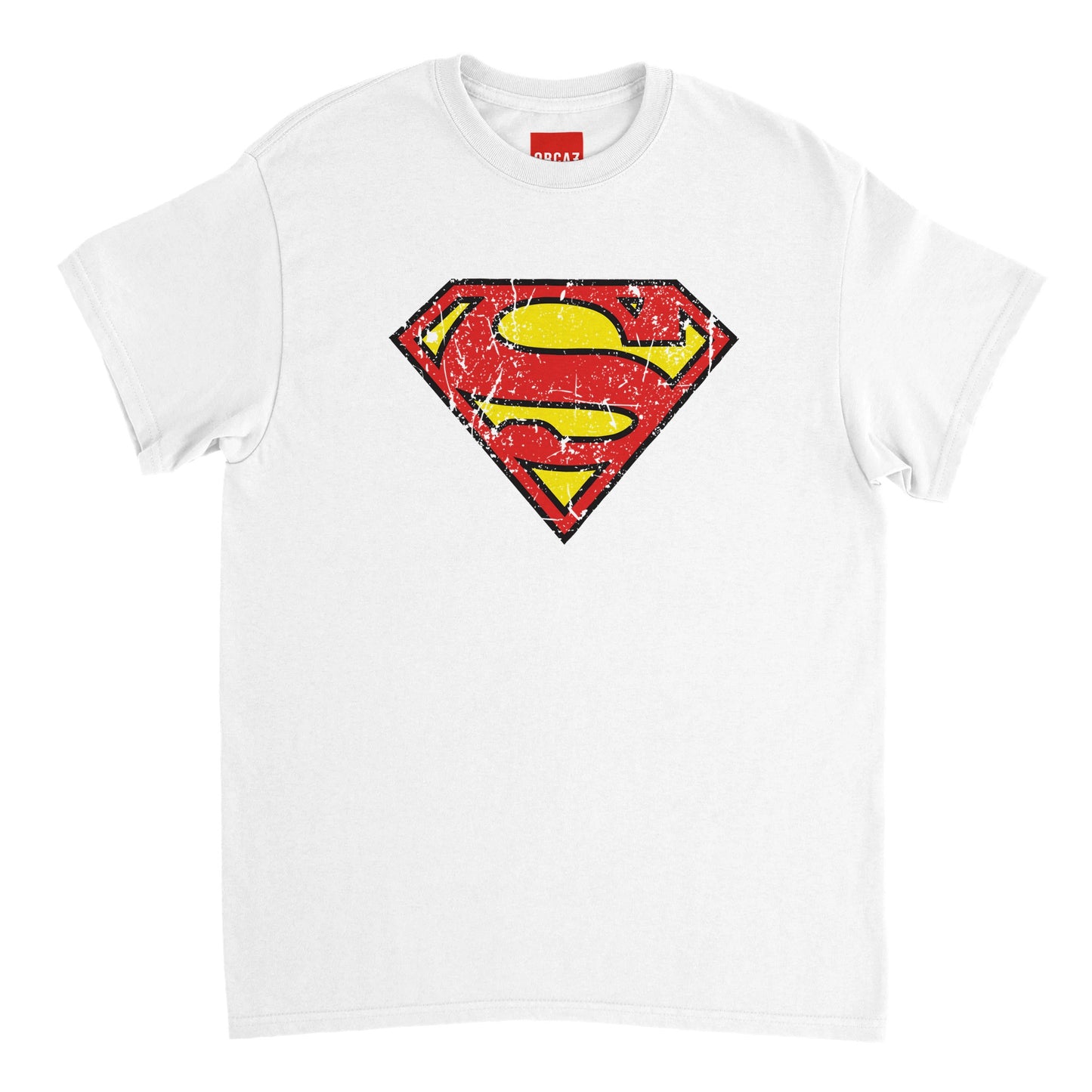Aperçu du t-shirt blanc avec le logo de Superman au centre.
