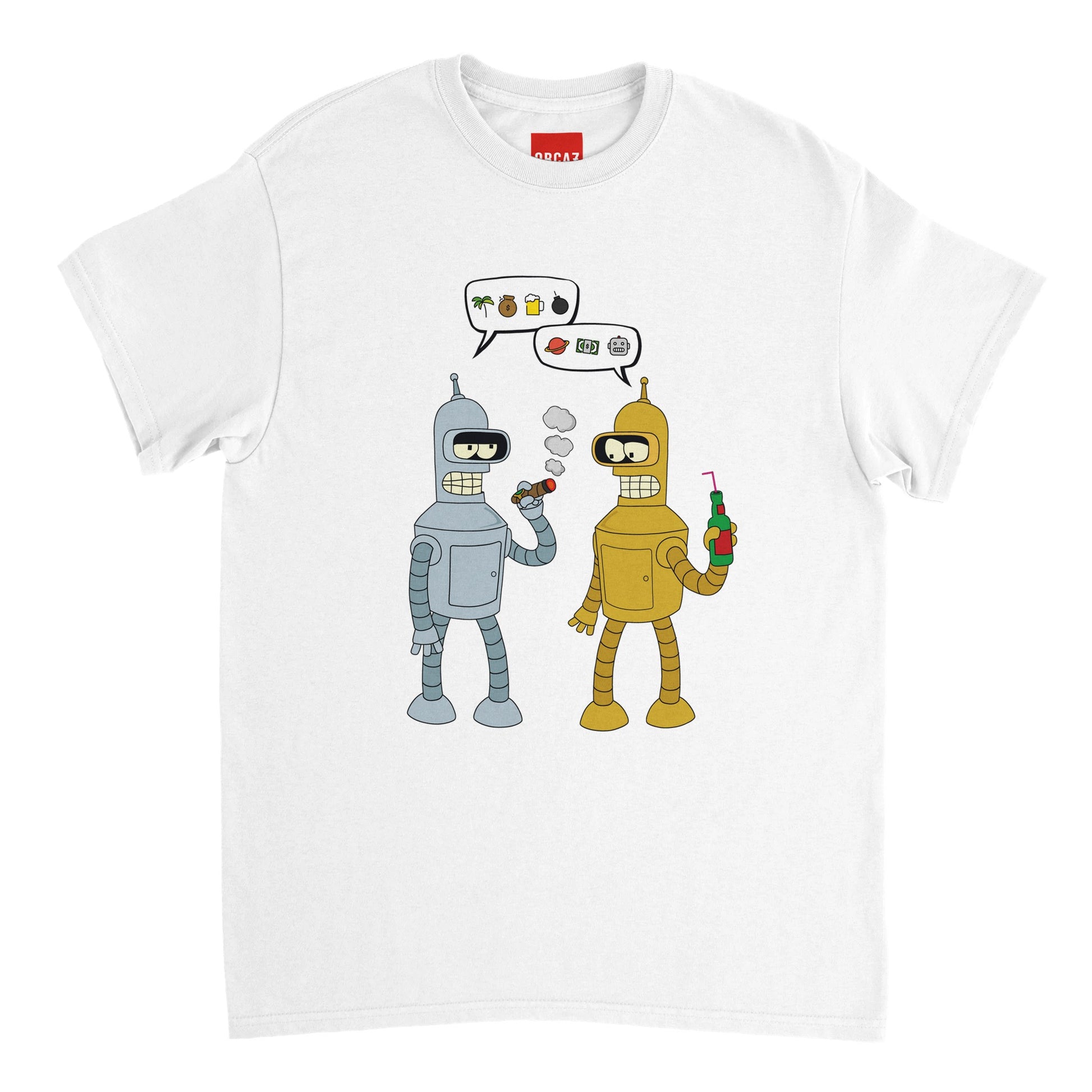 Aperçu du t-shirt blanc Futurama avec Bender et Golden Bender