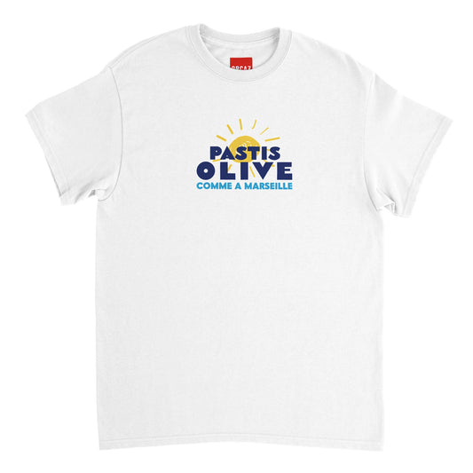 T-shirt blanc pastis olive comme à marseille