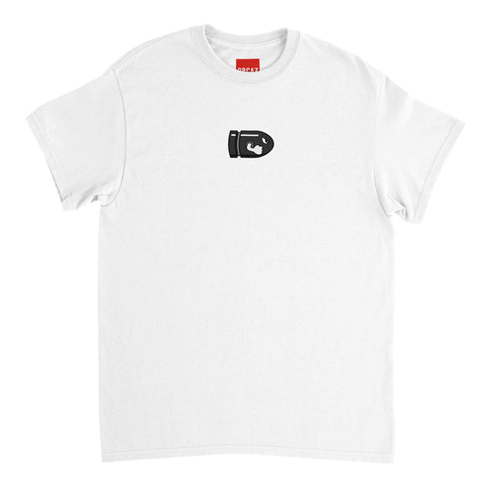 Aperçu du t-shirt blanc avec Bullet Bill imprimé au centre.