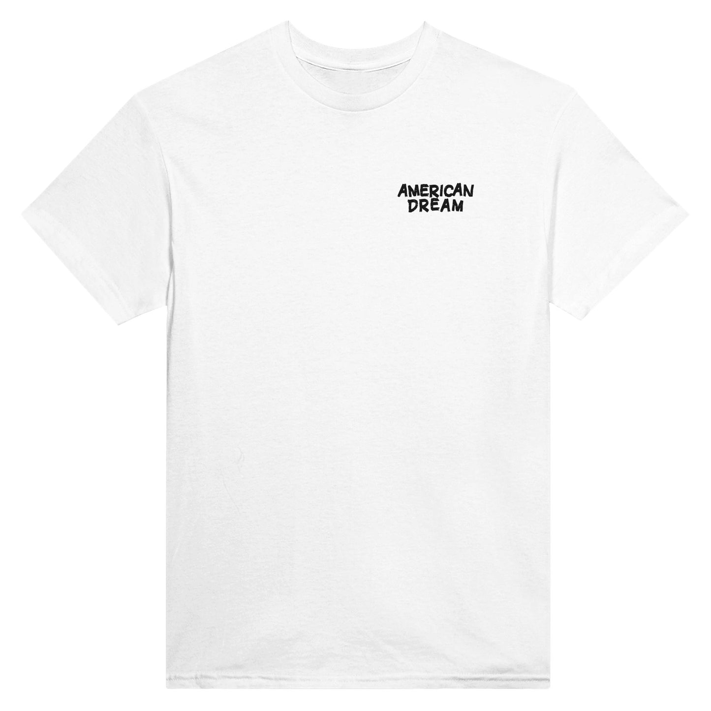 Notre tshirt blanc 100% coton col rond imprimé sur le coeur du texte noir "American Dream"