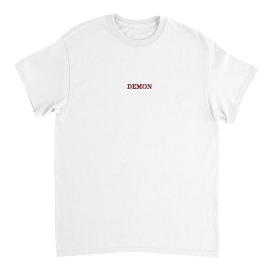 Tshirt blanc avec broderie Demon au centre