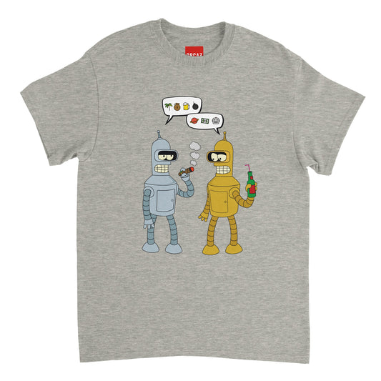 Aperçu du t-shirt gris Futurama avec Bender et Golden Bender