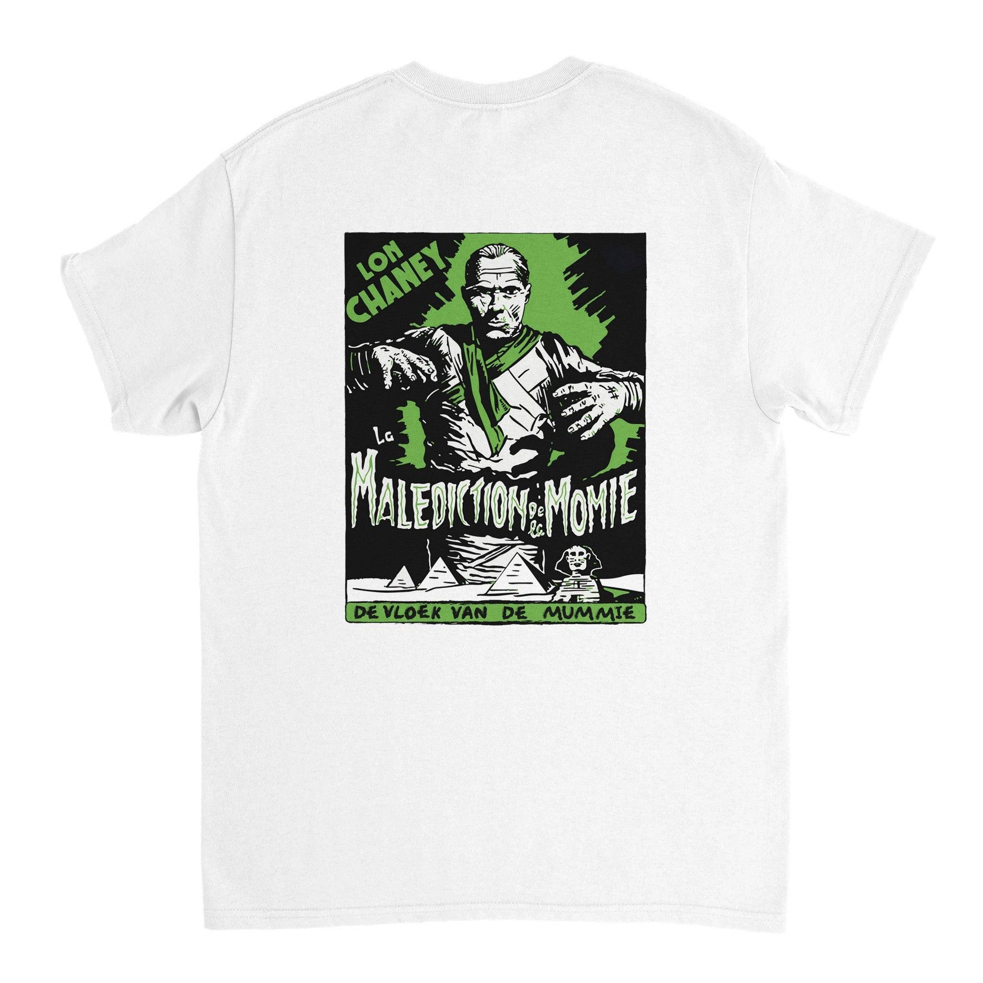 Tshirt blanc imprimé affiche la malédiction de la momie